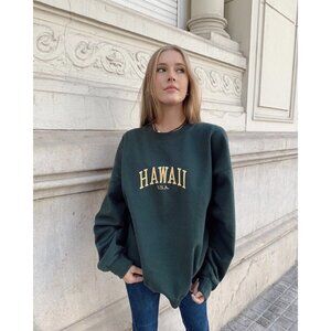 Brandy Melville Erica Hawaii Sweatshirt (Green with Yellow Embroidery)